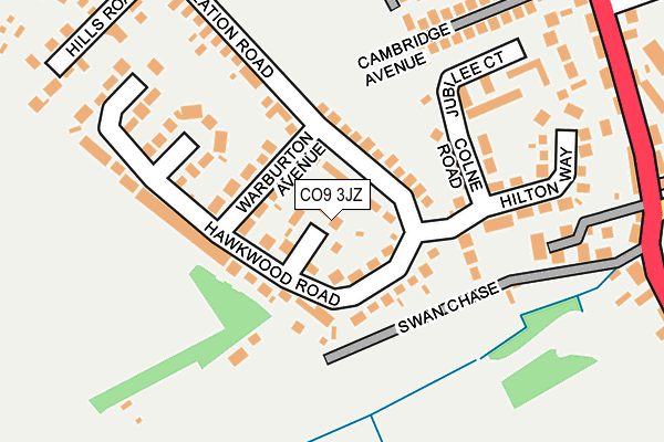 CO9 3JZ map - OS OpenMap – Local (Ordnance Survey)