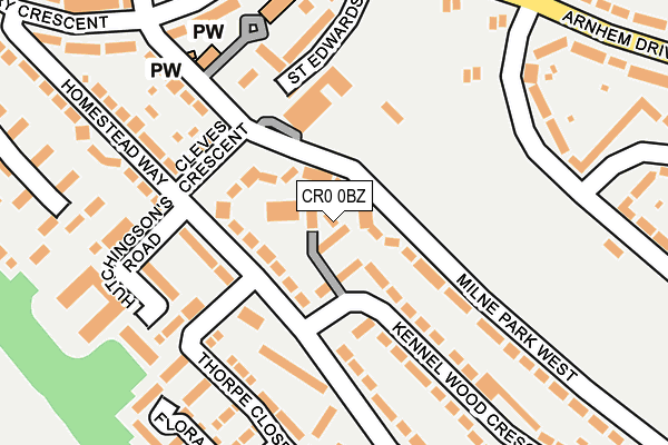 CR0 0BZ map - OS OpenMap – Local (Ordnance Survey)