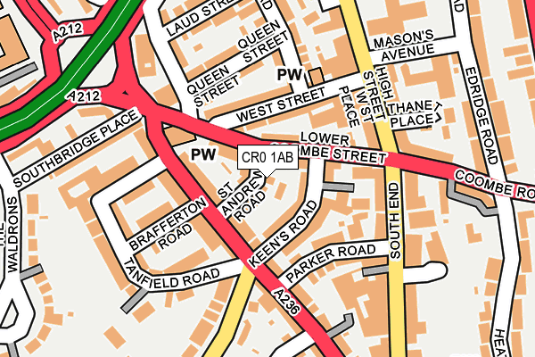 CR0 1AB map - OS OpenMap – Local (Ordnance Survey)