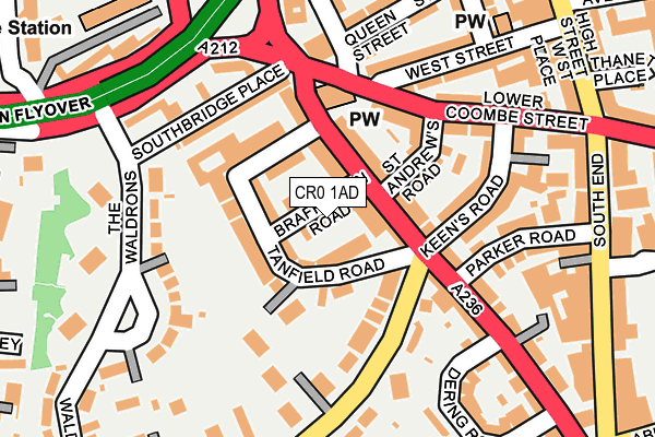 CR0 1AD map - OS OpenMap – Local (Ordnance Survey)