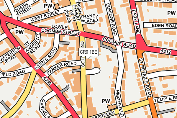 CR0 1BE map - OS OpenMap – Local (Ordnance Survey)
