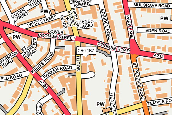 CR0 1BZ map - OS OpenMap – Local (Ordnance Survey)