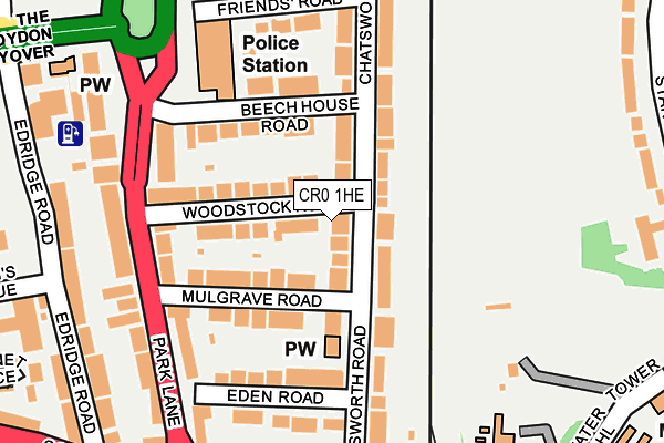 CR0 1HE map - OS OpenMap – Local (Ordnance Survey)