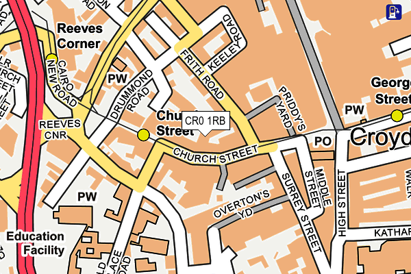 CR0 1RB map - OS OpenMap – Local (Ordnance Survey)