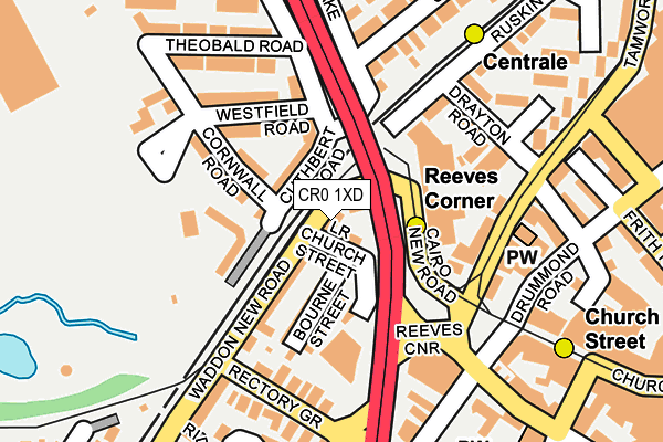 CR0 1XD map - OS OpenMap – Local (Ordnance Survey)