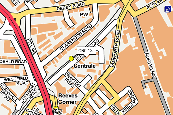 CR0 1XJ map - OS OpenMap – Local (Ordnance Survey)