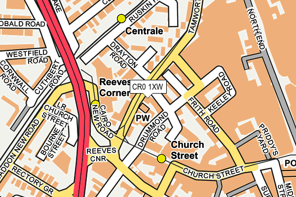 CR0 1XW map - OS OpenMap – Local (Ordnance Survey)