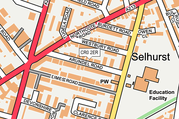 CR0 2ER map - OS OpenMap – Local (Ordnance Survey)