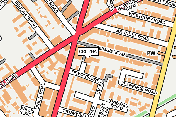 CR0 2HA map - OS OpenMap – Local (Ordnance Survey)