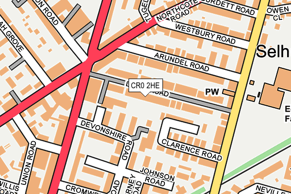 CR0 2HE map - OS OpenMap – Local (Ordnance Survey)