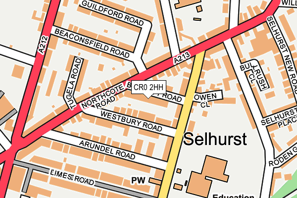 CR0 2HH map - OS OpenMap – Local (Ordnance Survey)