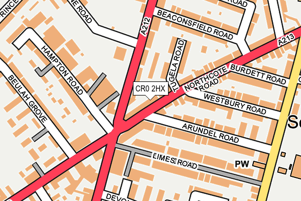 CR0 2HX map - OS OpenMap – Local (Ordnance Survey)