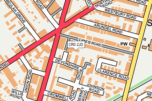 CR0 2JD map - OS OpenMap – Local (Ordnance Survey)