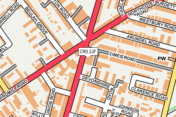 CR0 2JF map - OS OpenMap – Local (Ordnance Survey)