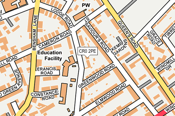 CR0 2PE map - OS OpenMap – Local (Ordnance Survey)