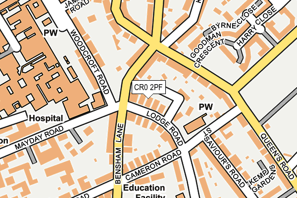 CR0 2PF map - OS OpenMap – Local (Ordnance Survey)