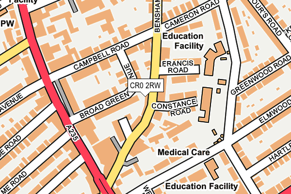 CR0 2RW map - OS OpenMap – Local (Ordnance Survey)