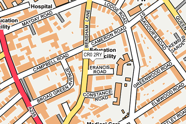 CR0 2RY map - OS OpenMap – Local (Ordnance Survey)