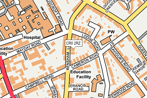 CR0 2RZ map - OS OpenMap – Local (Ordnance Survey)