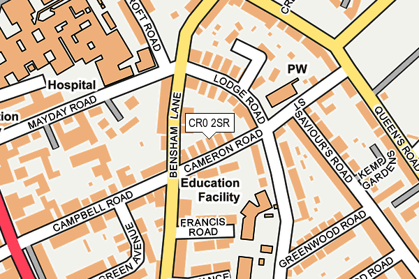 CR0 2SR map - OS OpenMap – Local (Ordnance Survey)