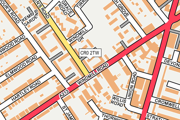 CR0 2TW map - OS OpenMap – Local (Ordnance Survey)