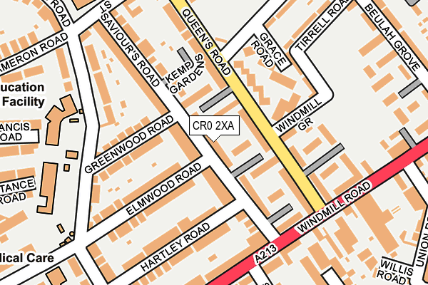 CR0 2XA map - OS OpenMap – Local (Ordnance Survey)