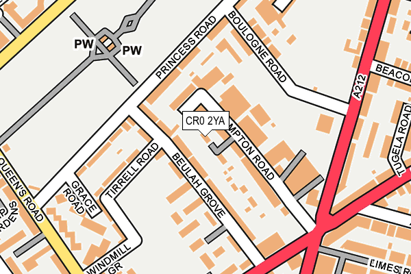 CR0 2YA map - OS OpenMap – Local (Ordnance Survey)