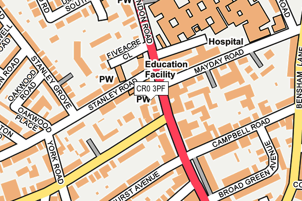 CR0 3PF map - OS OpenMap – Local (Ordnance Survey)