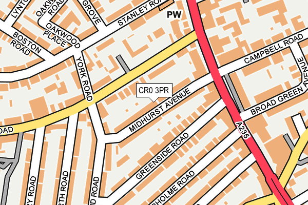 CR0 3PR map - OS OpenMap – Local (Ordnance Survey)