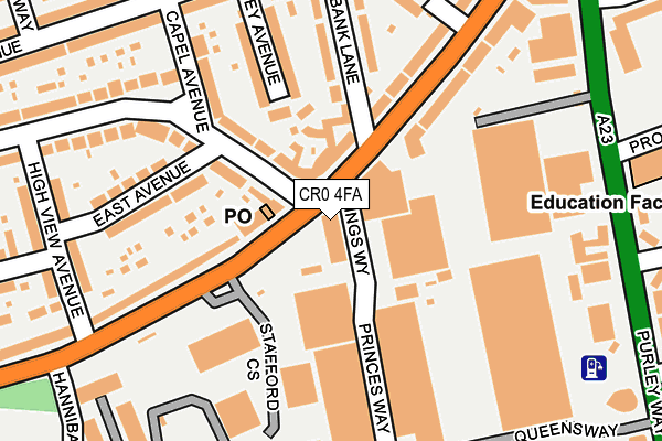 CR0 4FA map - OS OpenMap – Local (Ordnance Survey)