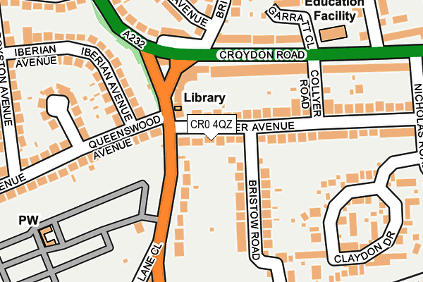 CR0 4QZ map - OS OpenMap – Local (Ordnance Survey)