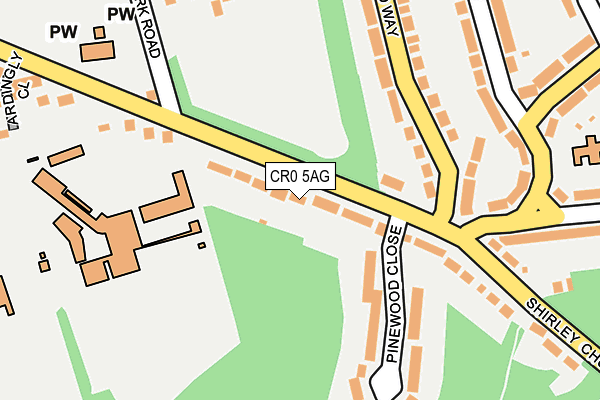 CR0 5AG map - OS OpenMap – Local (Ordnance Survey)