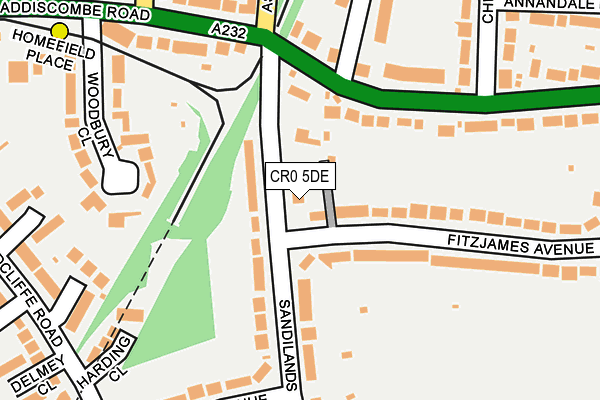 CR0 5DE map - OS OpenMap – Local (Ordnance Survey)