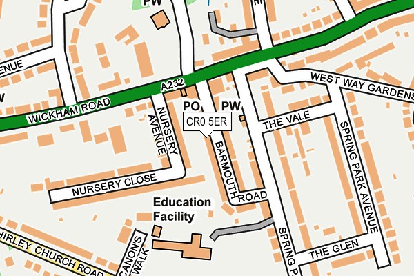 CR0 5ER map - OS OpenMap – Local (Ordnance Survey)