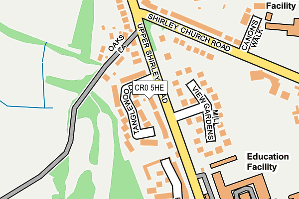 CR0 5HE map - OS OpenMap – Local (Ordnance Survey)