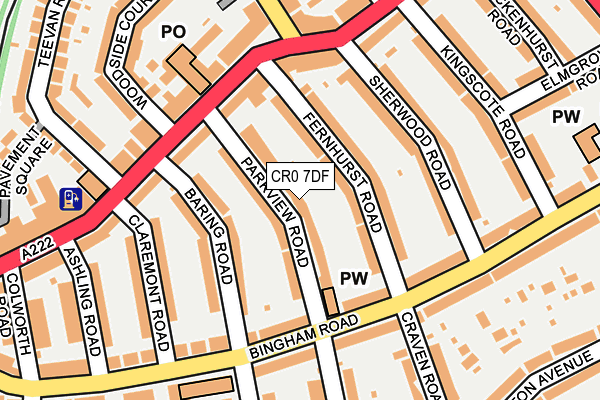 CR0 7DF map - OS OpenMap – Local (Ordnance Survey)
