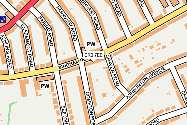 CR0 7EE map - OS OpenMap – Local (Ordnance Survey)