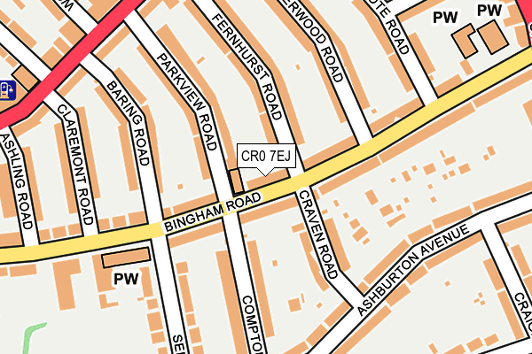 CR0 7EJ map - OS OpenMap – Local (Ordnance Survey)