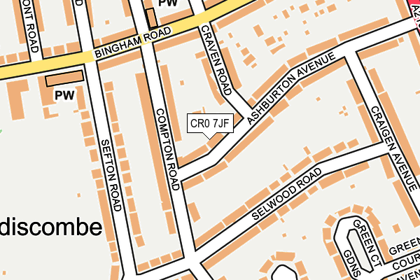 CR0 7JF map - OS OpenMap – Local (Ordnance Survey)