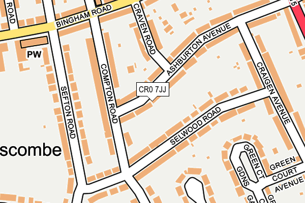 CR0 7JJ map - OS OpenMap – Local (Ordnance Survey)