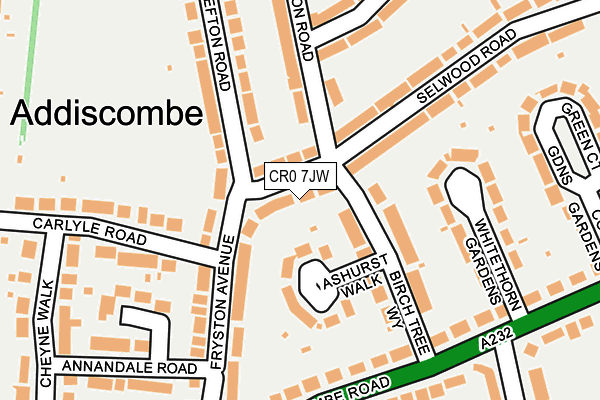 CR0 7JW map - OS OpenMap – Local (Ordnance Survey)