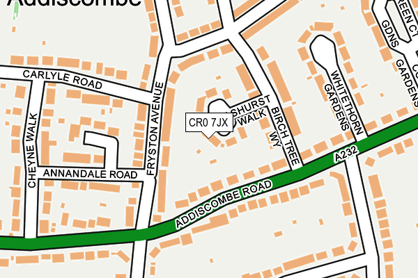 CR0 7JX map - OS OpenMap – Local (Ordnance Survey)