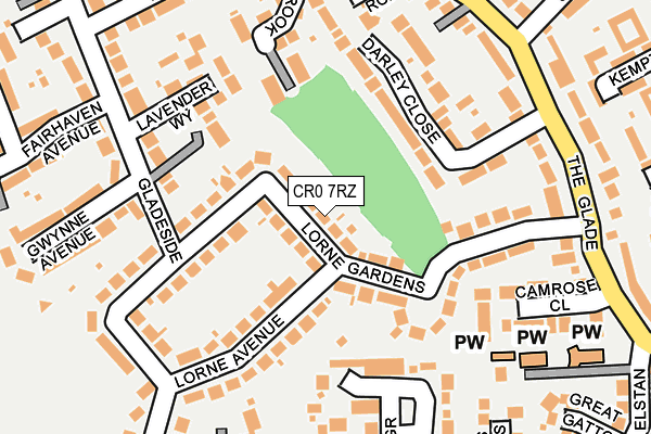 CR0 7RZ map - OS OpenMap – Local (Ordnance Survey)