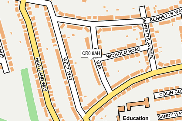 CR0 8AH map - OS OpenMap – Local (Ordnance Survey)