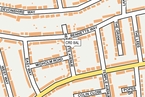 CR0 8AL map - OS OpenMap – Local (Ordnance Survey)