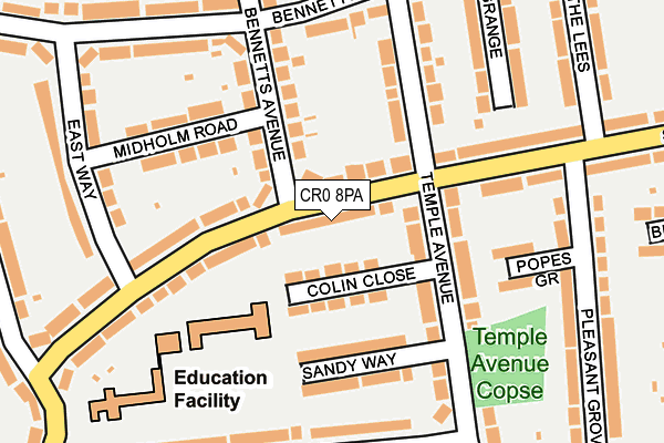 CR0 8PA map - OS OpenMap – Local (Ordnance Survey)