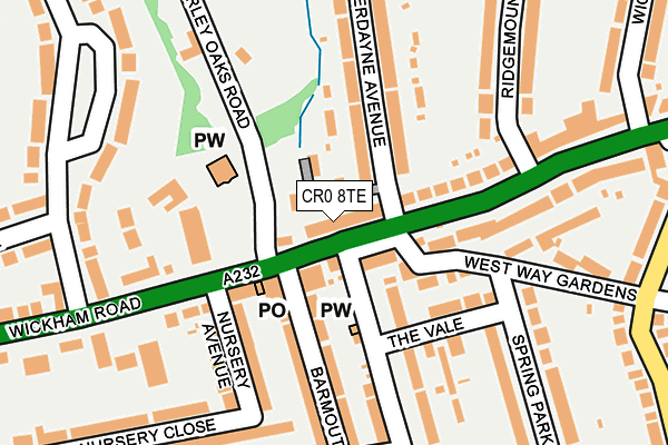CR0 8TE map - OS OpenMap – Local (Ordnance Survey)