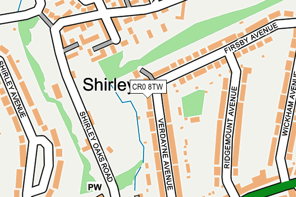 CR0 8TW map - OS OpenMap – Local (Ordnance Survey)