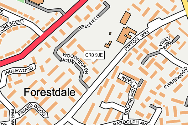 CR0 9JE map - OS OpenMap – Local (Ordnance Survey)