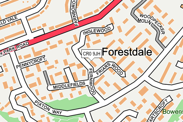 CR0 9JH map - OS OpenMap – Local (Ordnance Survey)